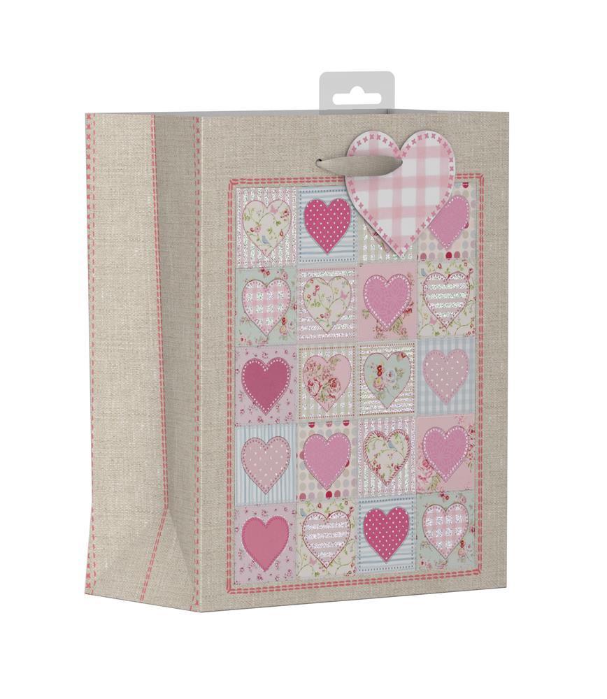 Pack of 12 Hearts Design Medium Female Gift Bags