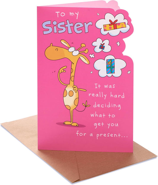 Funny Cartoon Giraffe Design Sister Birthday Card