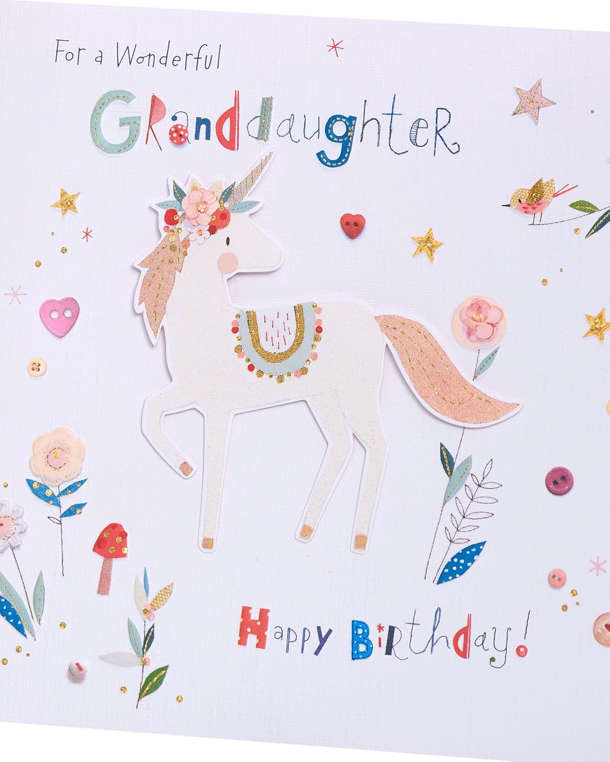 Unicorn 3D Design Granddaughter Birthday Card