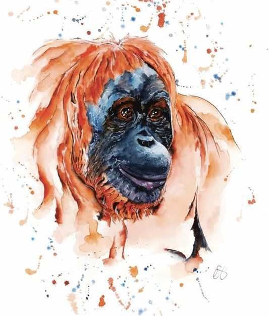 Orangutan Watercolour Greeting Card By Elizabeth Grant