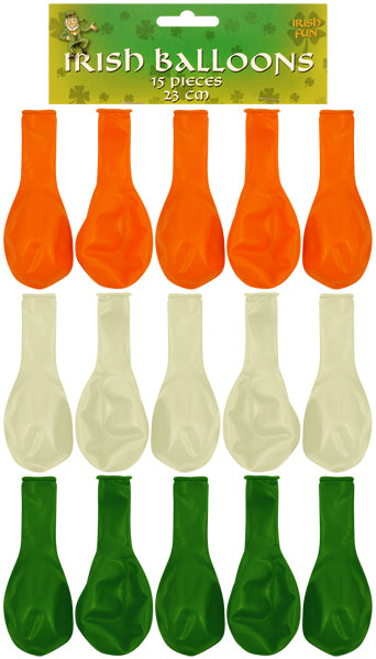 Pack of 12 St Patricks Day Irish Party Balloons Green Orange White