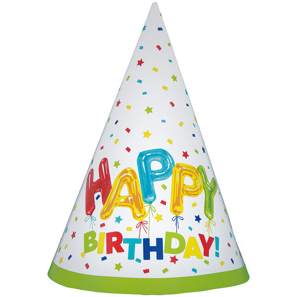 Pack of 8 Happy Balloon Birthday Party Hats