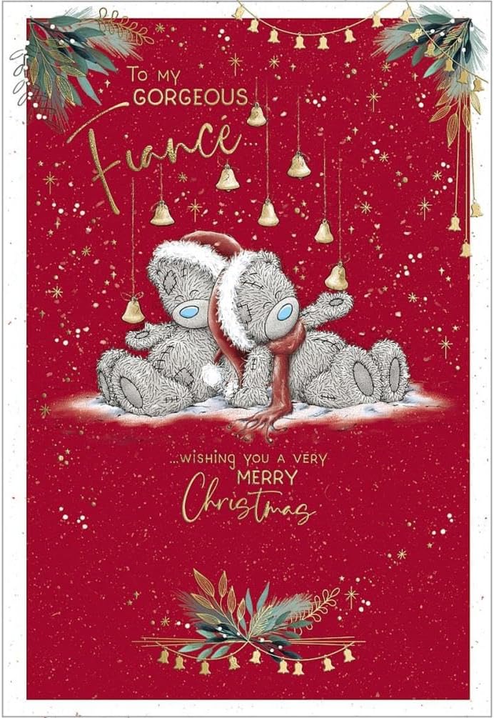 Bears Sitting With Bells Fiancé Christmas Card