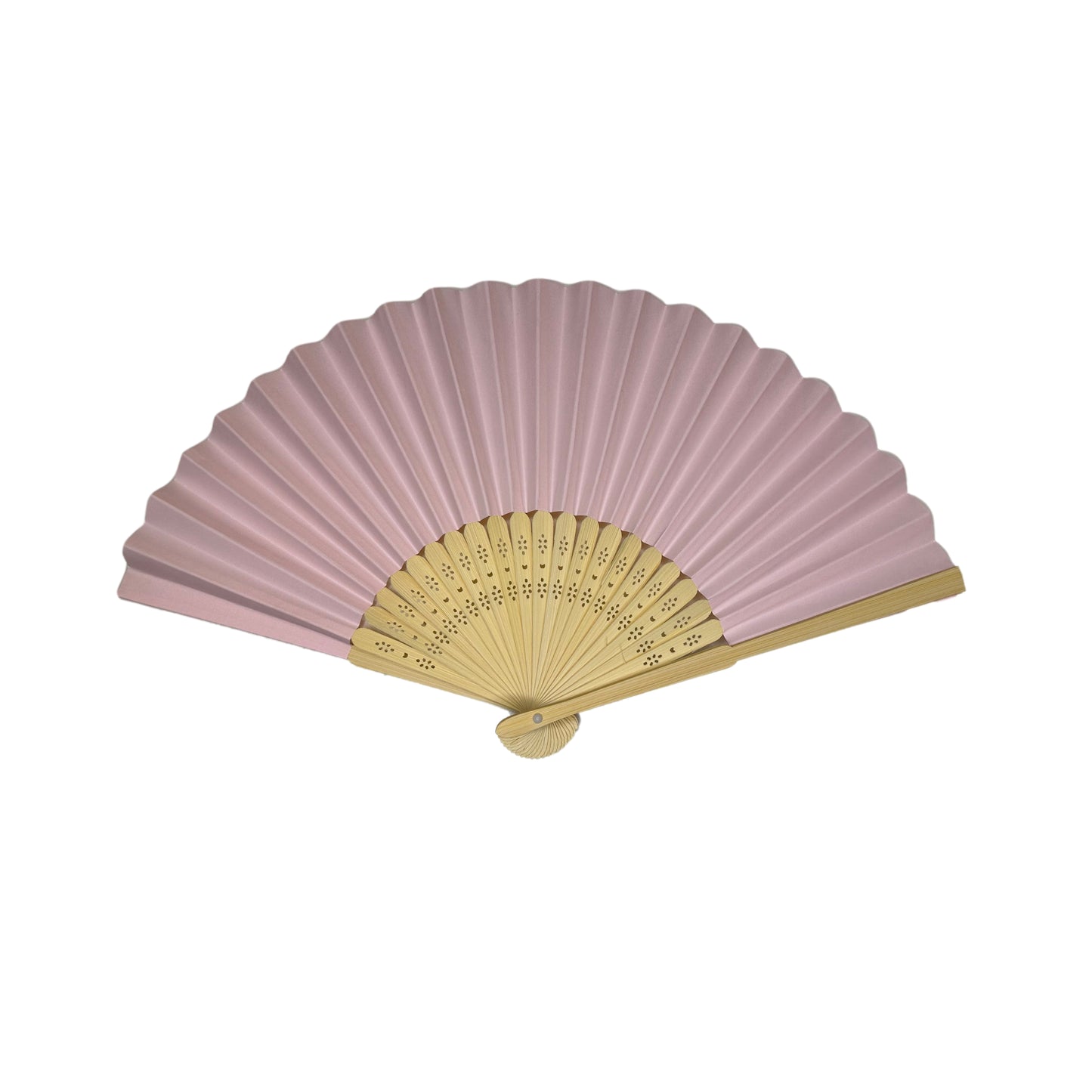 Pack of 50 Light Pink Paper Foldable Hand Held Bamboo Wooden Fans by Parev