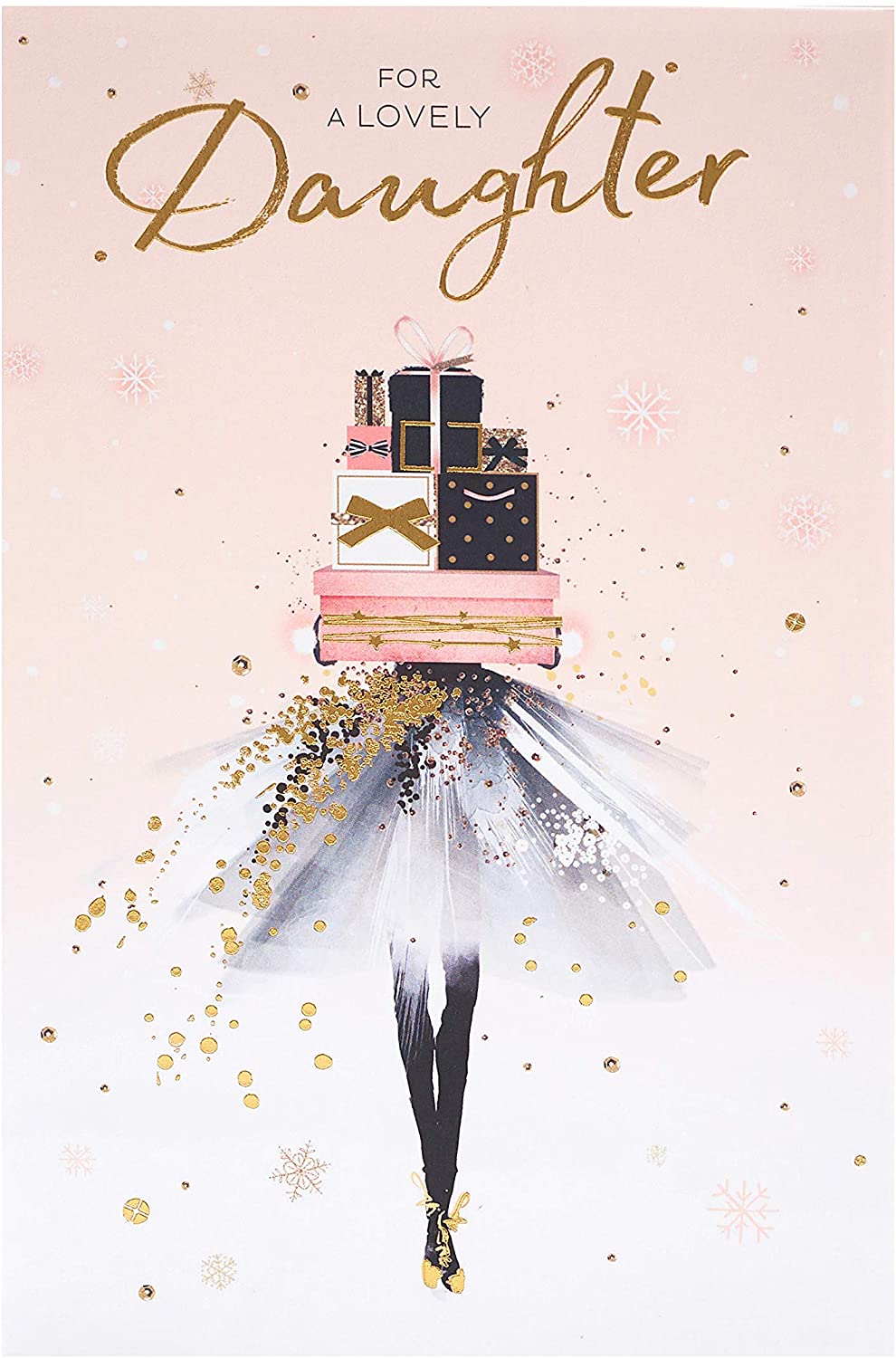 Daughter Christmas Card Gorgeous Pink and Gold Design