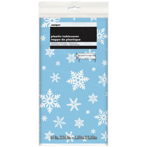 Snowflakes Rectangular Plastic Table Cover, 54"x84"