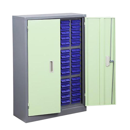 Blue 75 Drawers Parts Cabinet Storage Unit with Metal Door