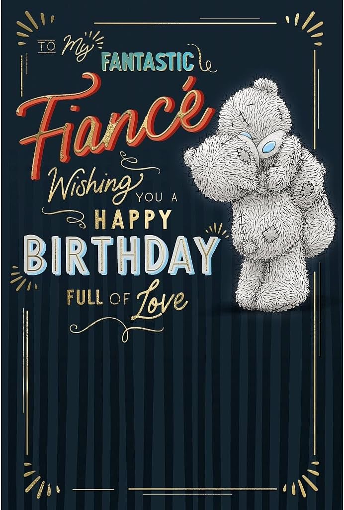 Bears Hugging Fantastic Fiancé Happy Birthday Card