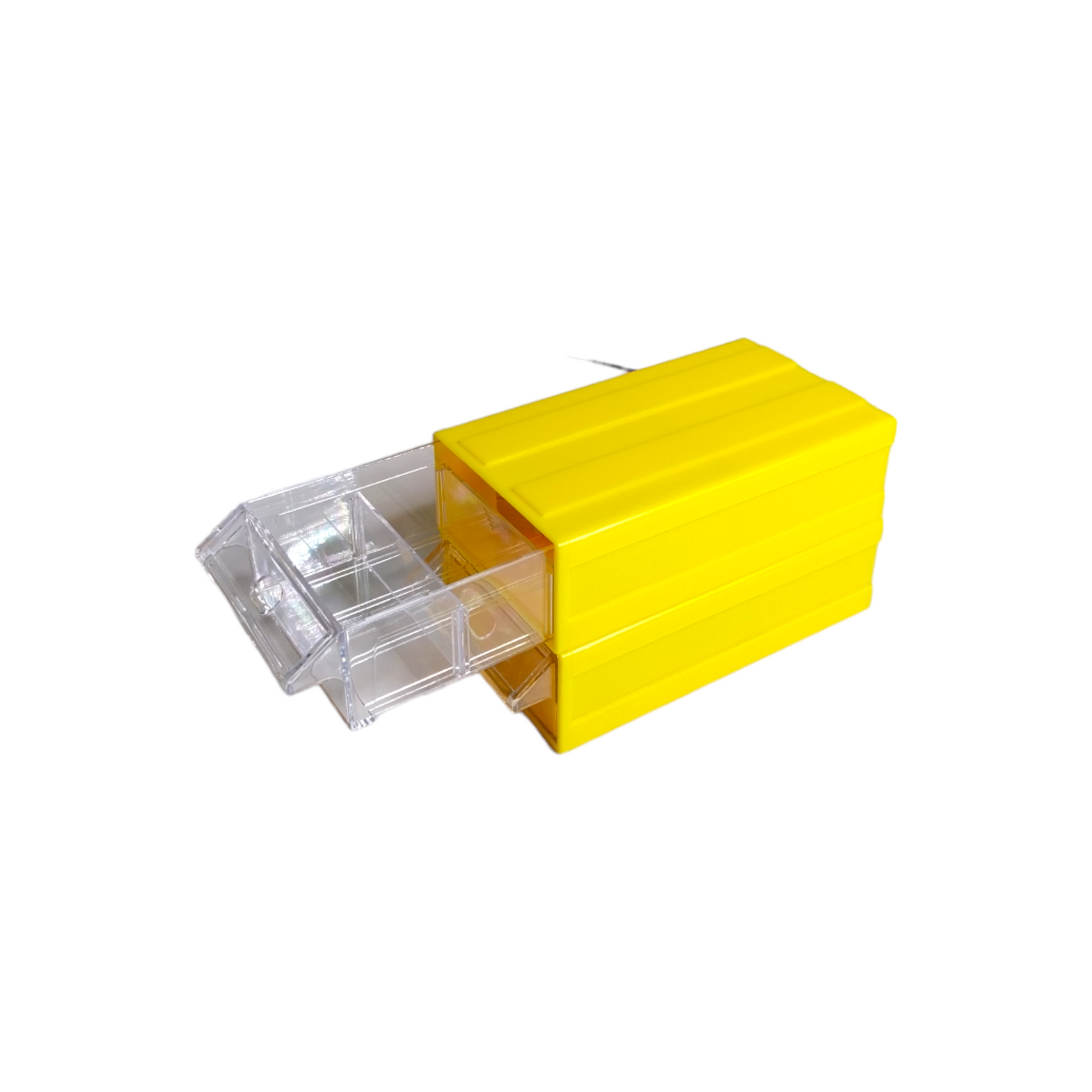 Yellow Stackable Plastic Storage Drawers L183xW110xH61mm with Removable Compartments