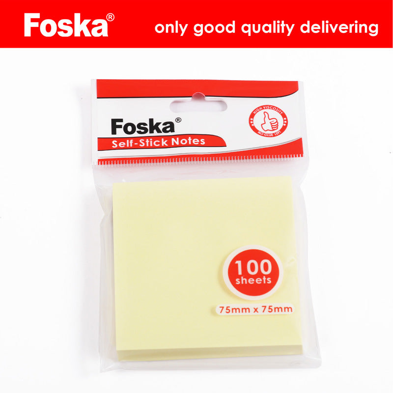 Pack of 1000 Yellow Self Sticky Notes 75x75mm 