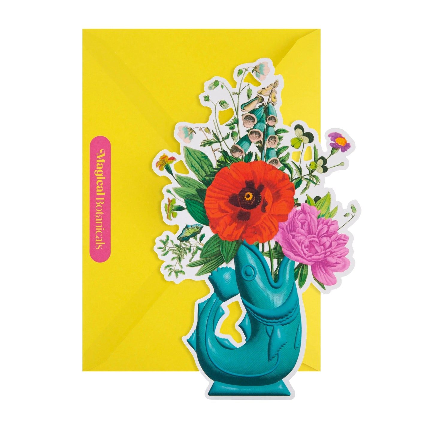 Die Cut Fish Vase Design Magical Botanicals Paper Flowers Open Blank Card 