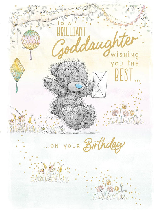 Bear With Envelope Goddaughter Birthday Card