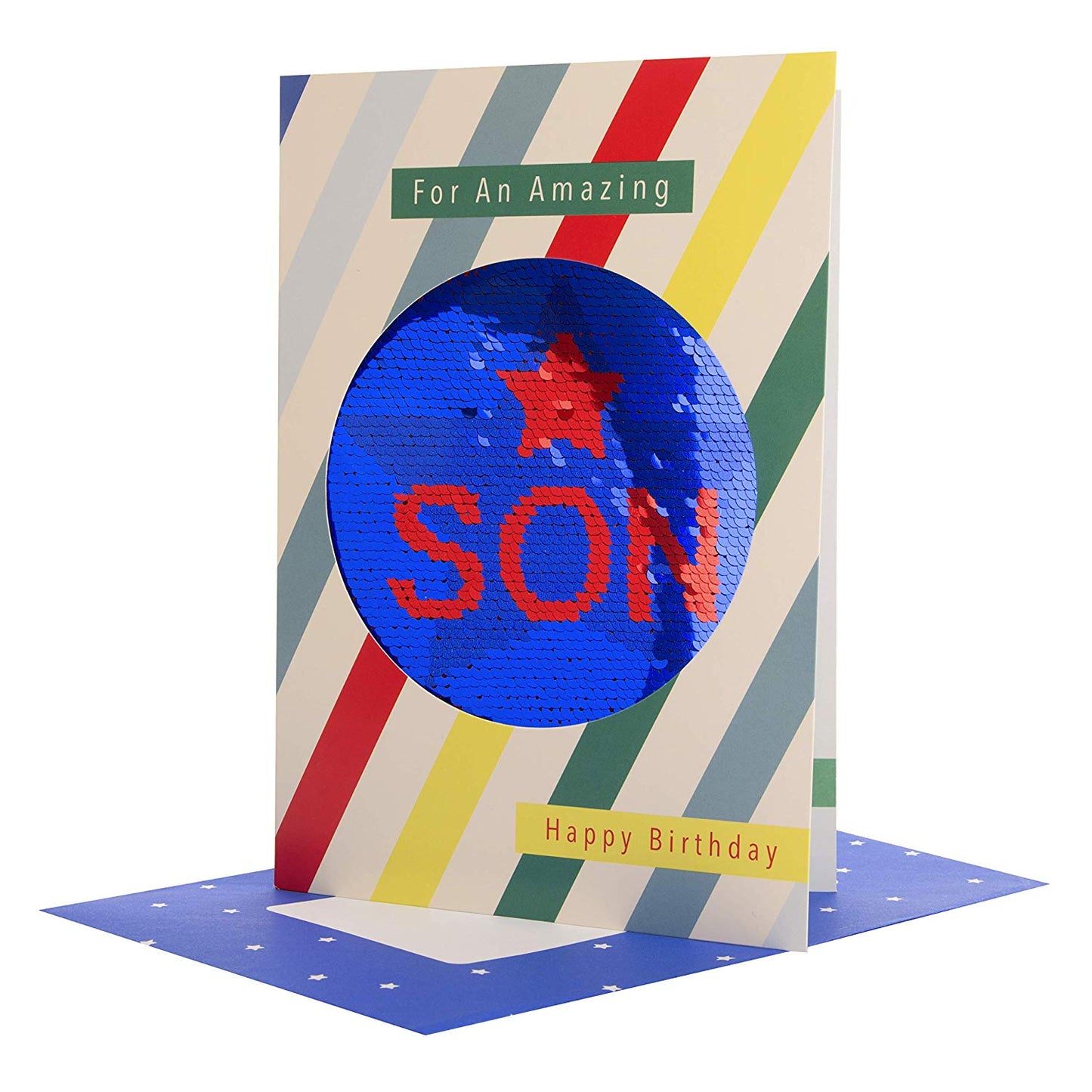 Reversible Sequin Son Birthday Card 'Enjoy' 