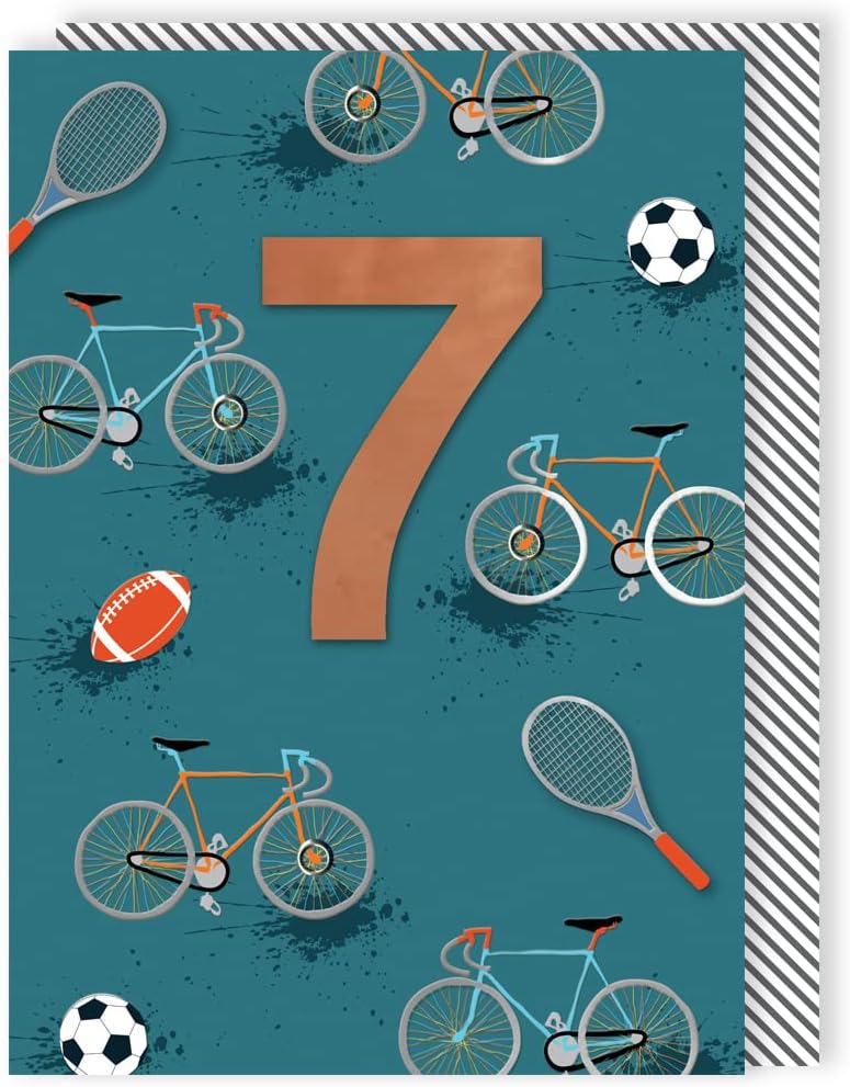 Sports Embellished Boys 7th Birthday Card