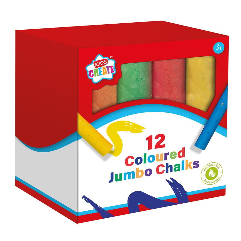 Pack of 12 Coloured Jumbo Chalks