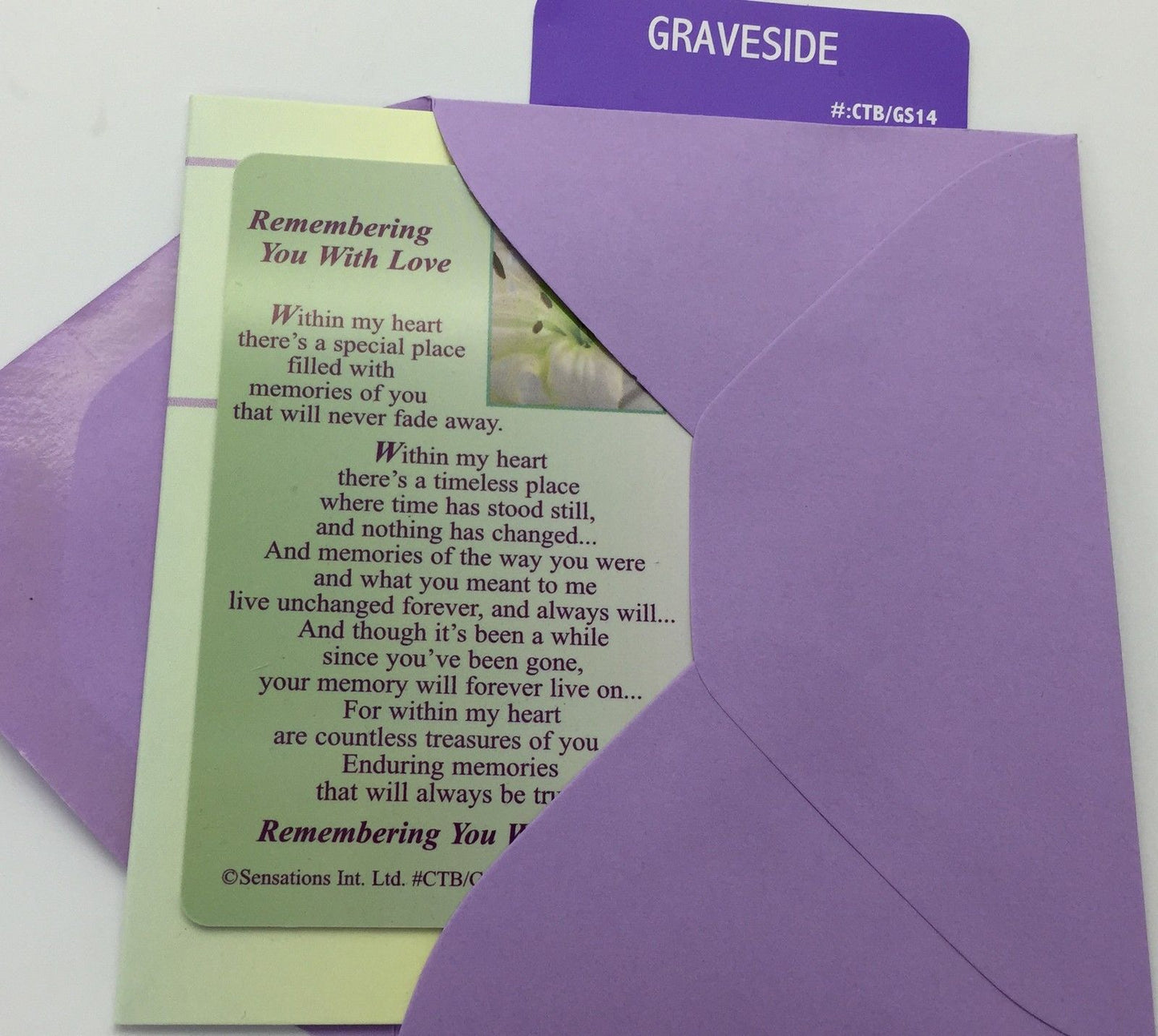 Remembering You With Love...Grave Card (Sentimental Keepsake Wallet / Purse Card)