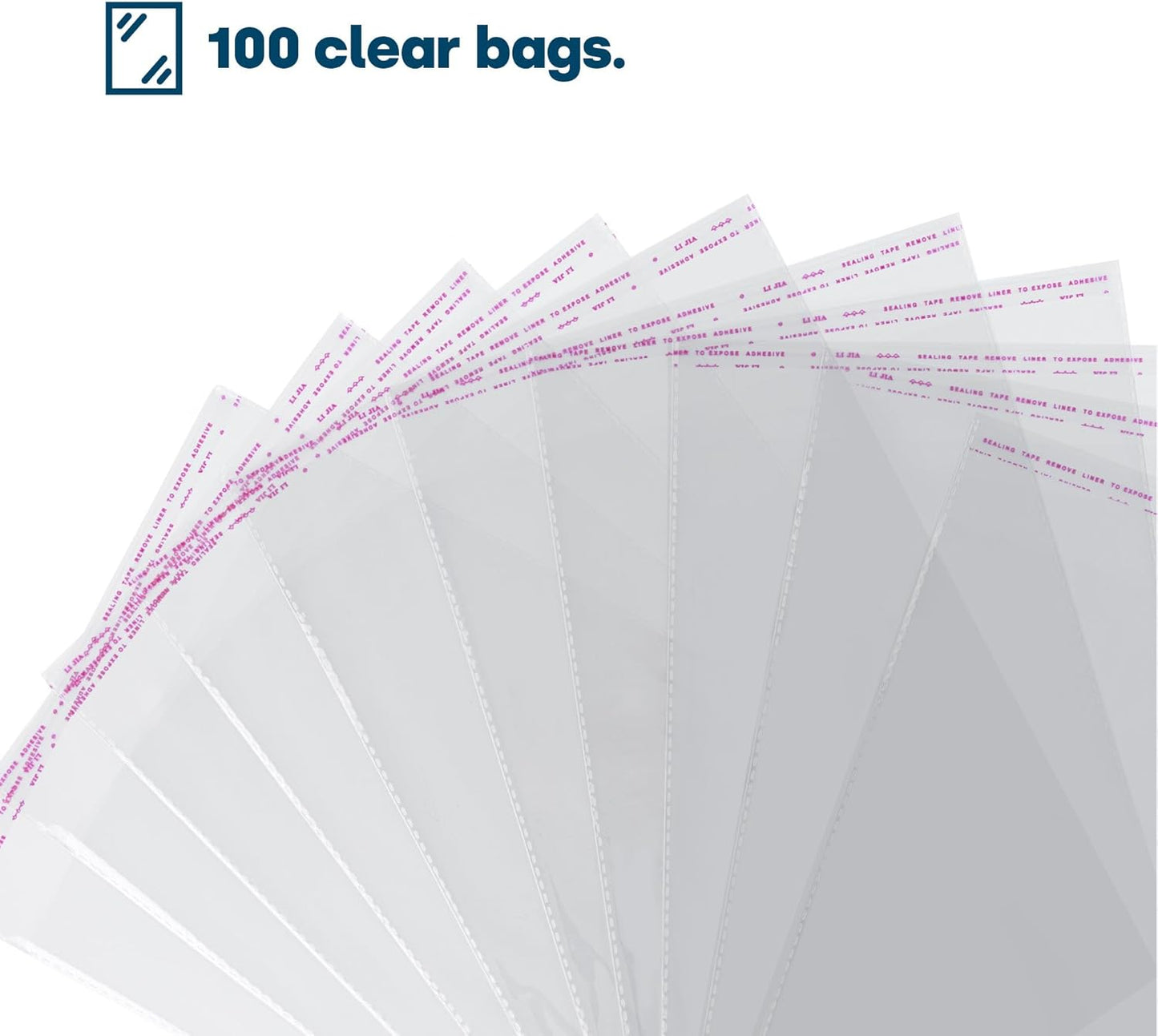 Pack of 100 Clear OPP Bags 40 x 50cm with Self-Adhesive Strip