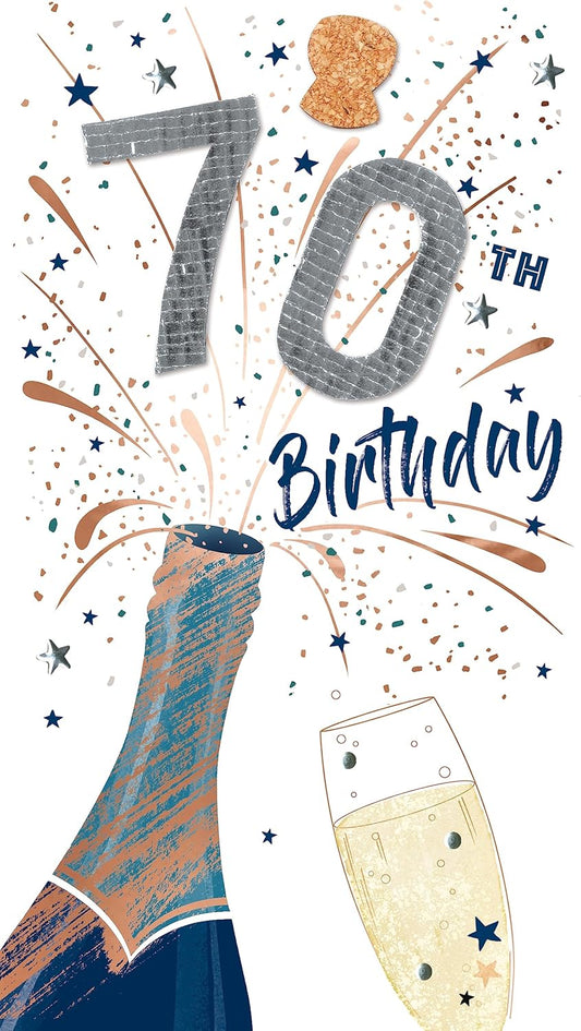 Embellished Fizz Popping 70th Birthday Card 