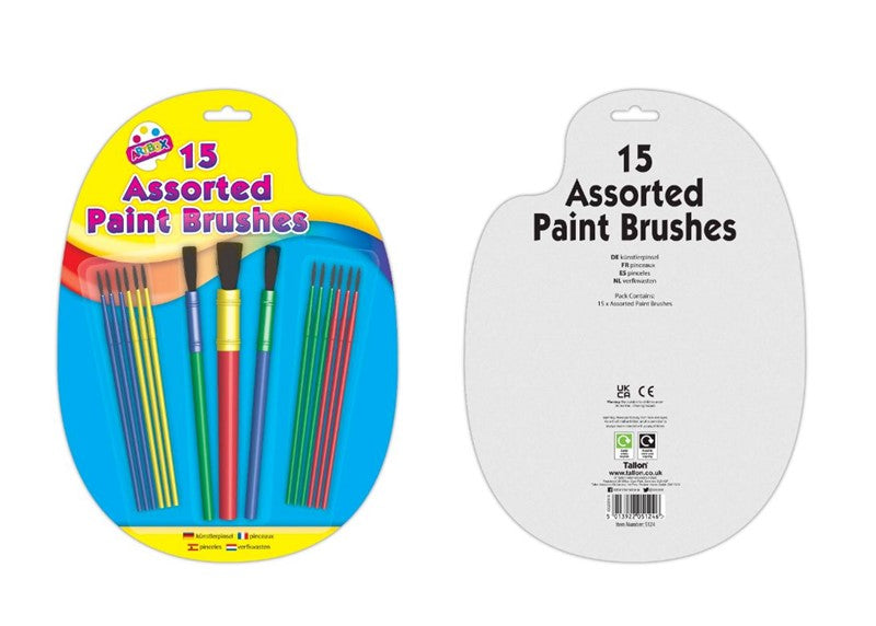 Artbox Plastic Paint Brush - Assorted Colour (Pack of 15)