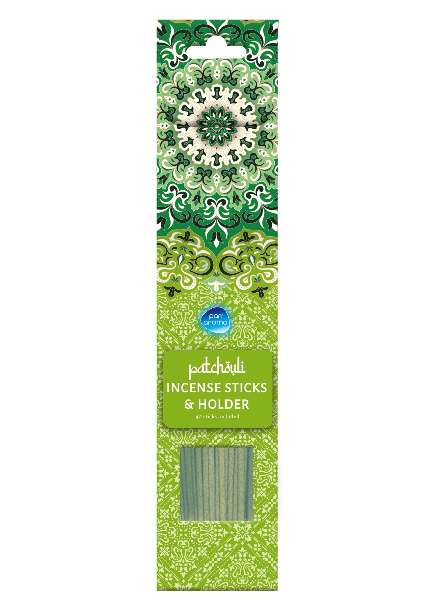 Pack of 40 Patchouli Incense Sticks & Holder