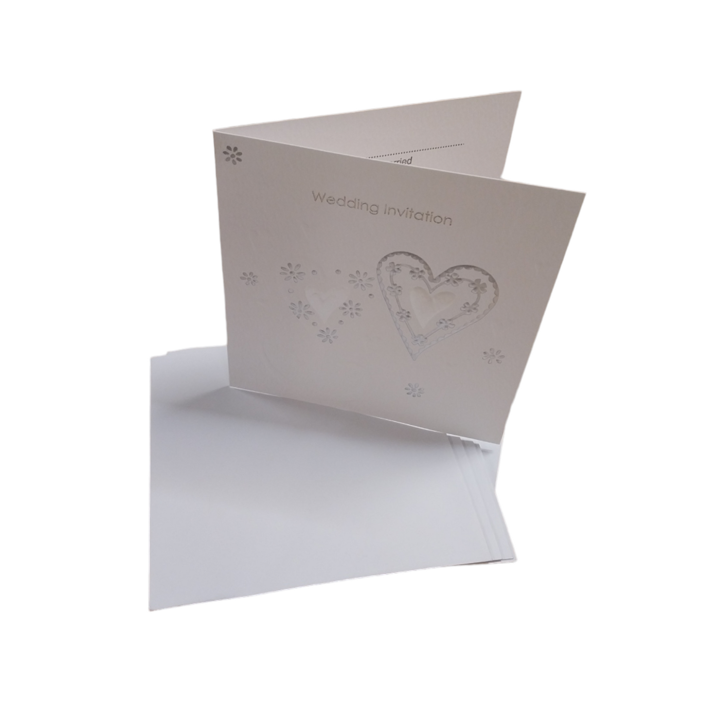 Pack of 5 Luxury White Ribbon Wedding Invitation Cards