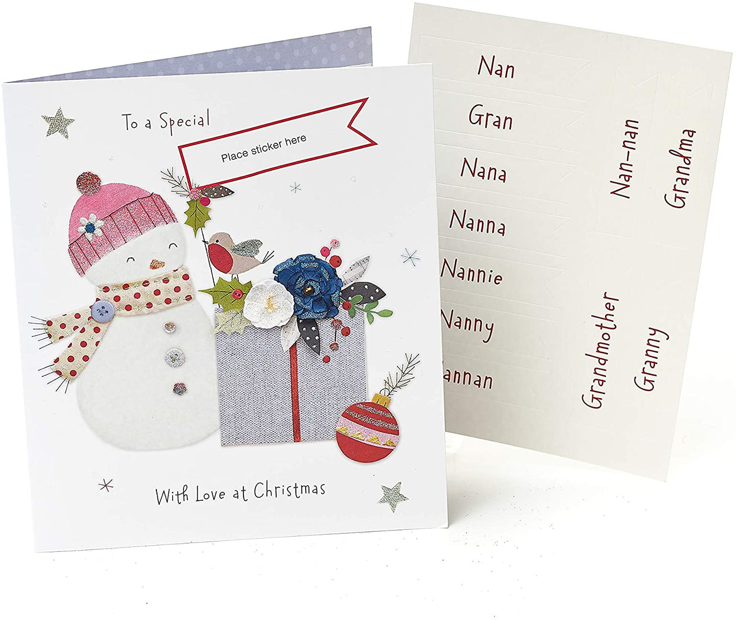 To A Special Nan Personalised Name With Sticker Christmas Card 