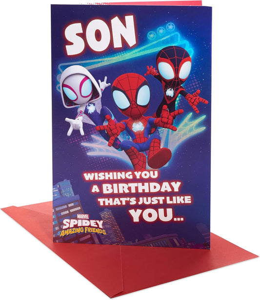 Marvel Spider-Man Cool Design Son Birthday Card with Activity Inside