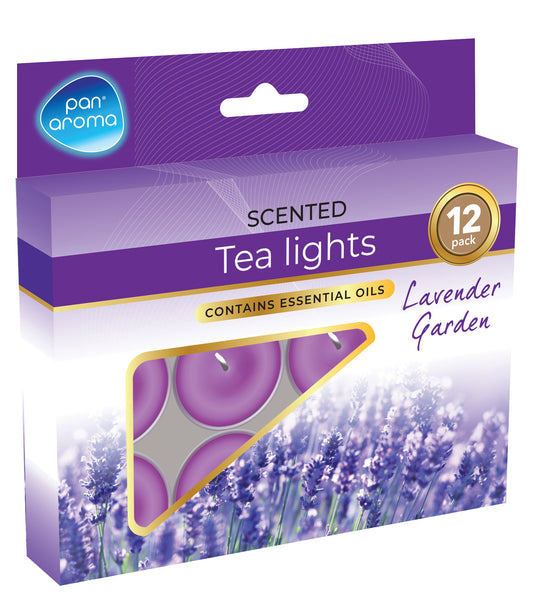 Pack of 12 Lavender Garden Scented Colour Tea-Lights