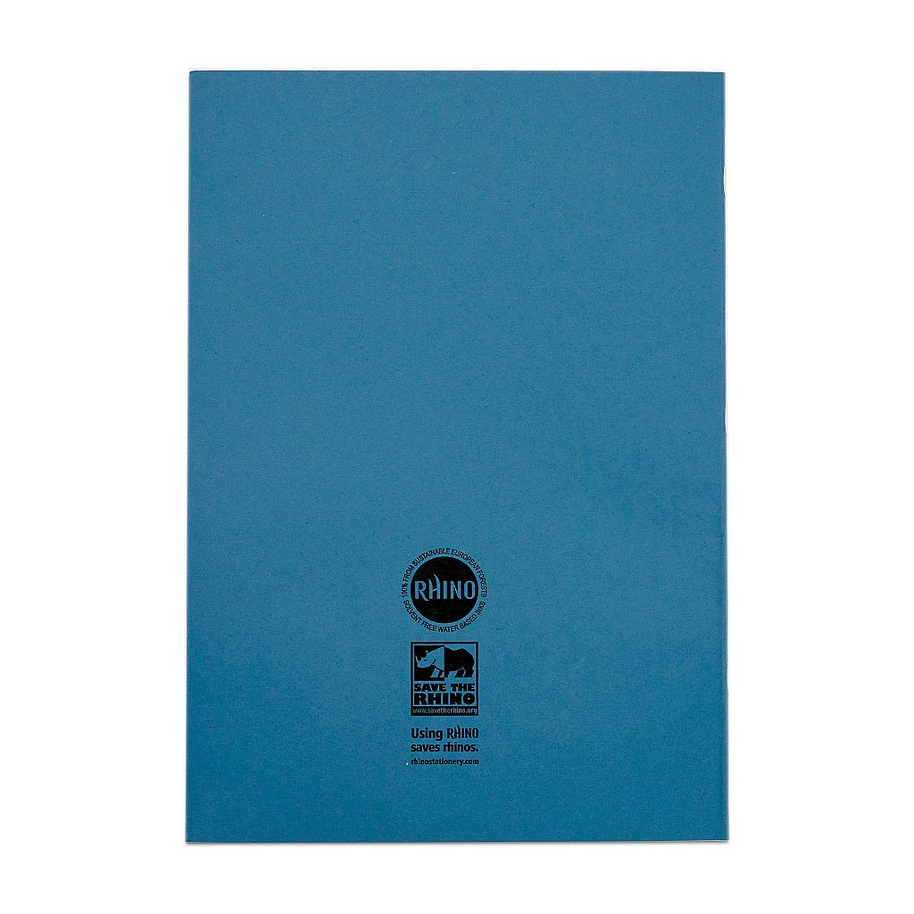 Pack of 10 Rhino A4 48 Page Light Blue with Blue Tinted Paper 8mm Lined with Margin Exercise Books