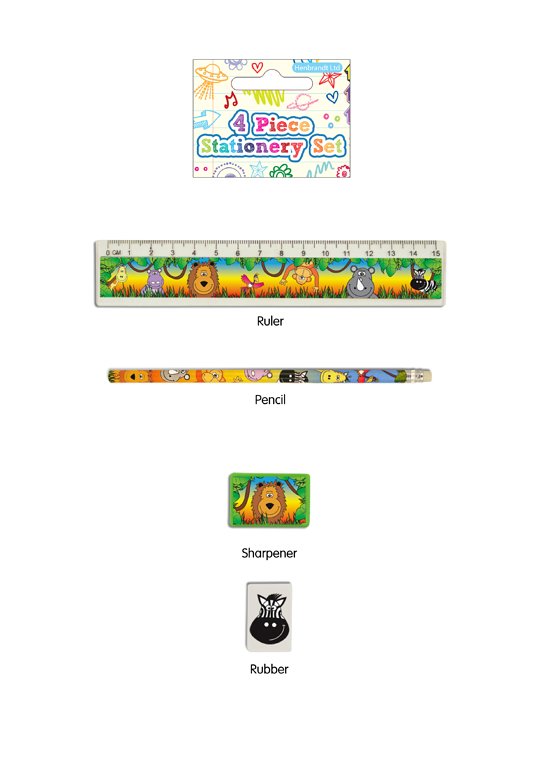 4 Piece Jungle Stationery Set