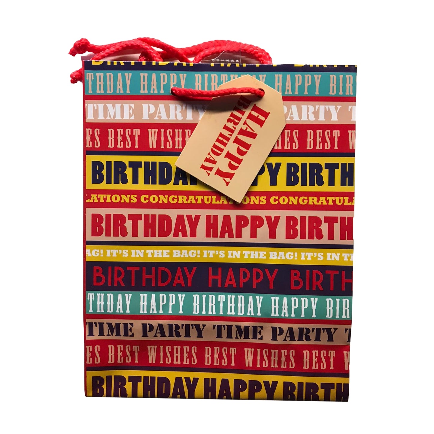 Pack of 12 Text Design Medium Birthday Gift Bags