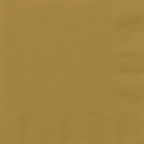 Pack of 20 Gold Solid Beverage Napkins