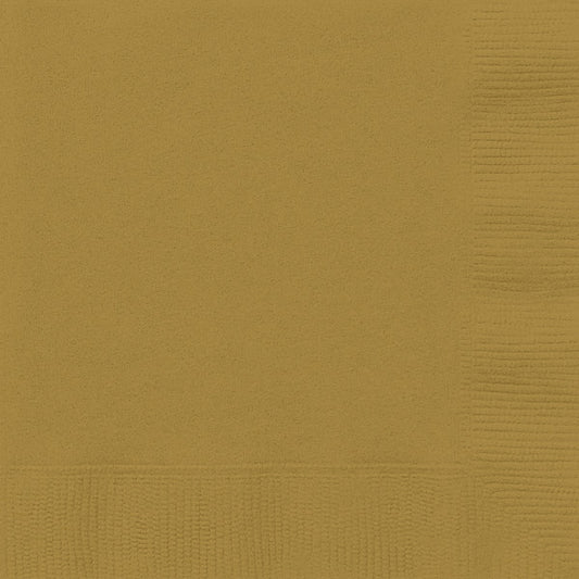 Pack of 20 Gold Solid Beverage Napkins