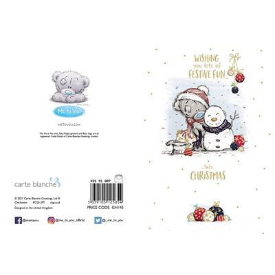 Bear Dressing Snowman Festive Fun Christmas Card