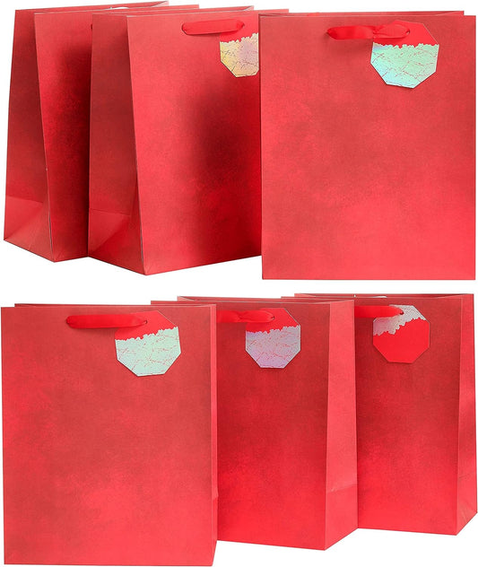  Red Design Multipack Of 6 Large Gift Bags With Tags For Any Occasion