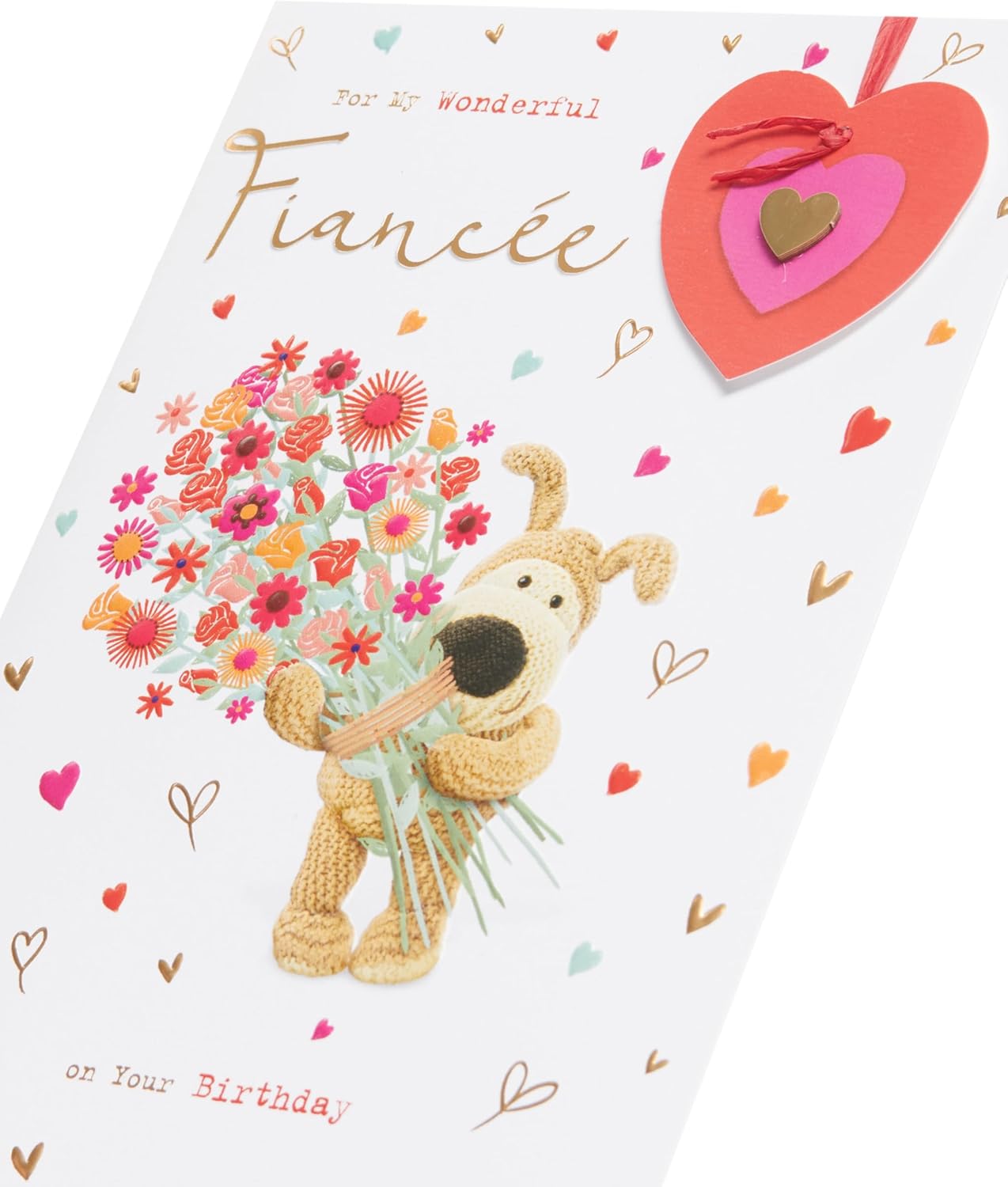 Boofle with Bouquet Fiancée Birthday Card