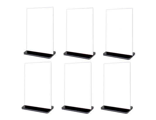 Pack of 6 Vertical Design T-Shape Acrylic Sign Holder 21 x 29.7cm