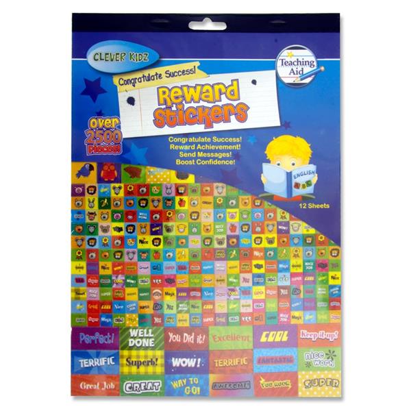 Book of 12 Sheets of 2500+ Deluxe Reward Stickers by Clever Kidz