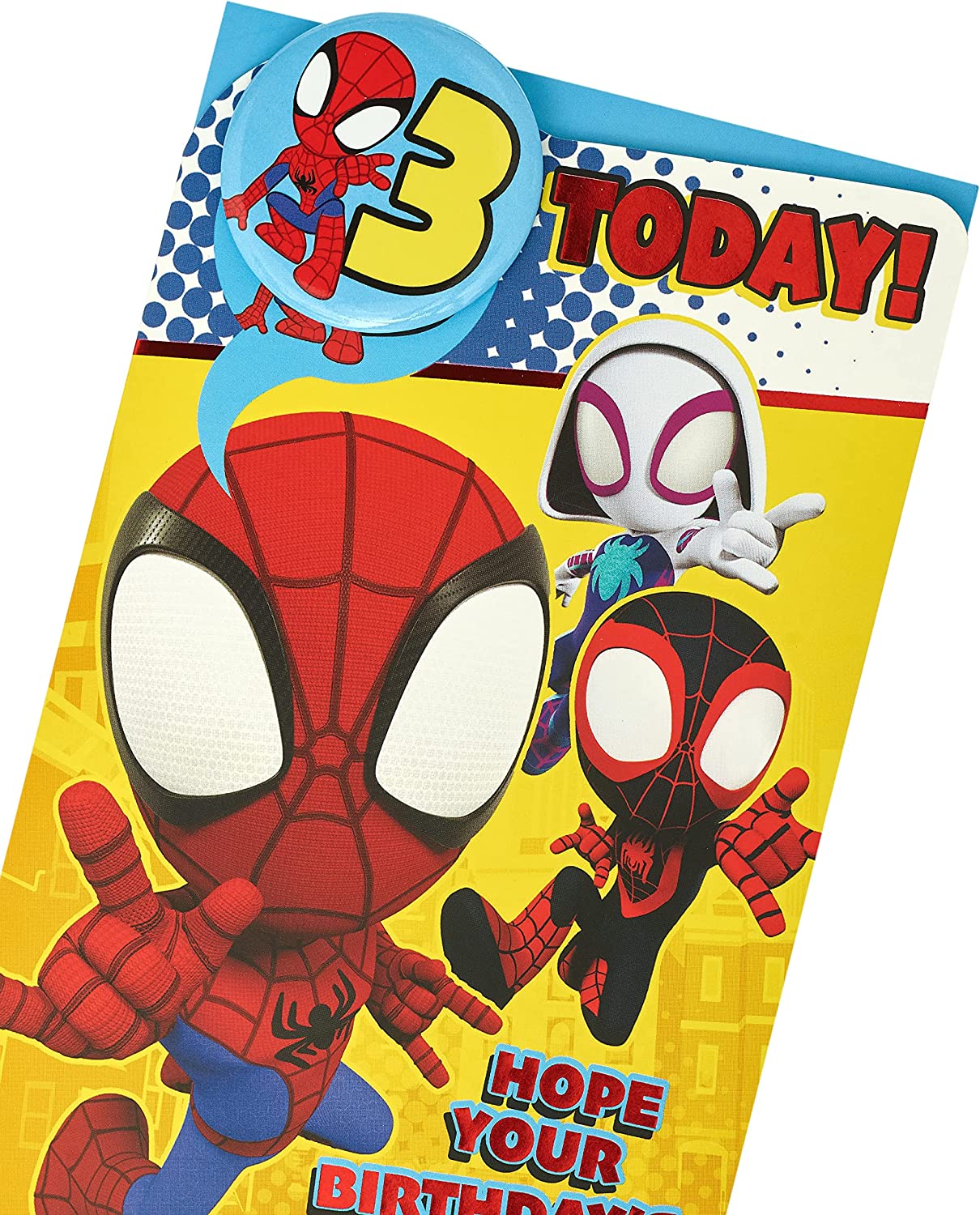 Marvel Spider Man 3rd Birthday Card with Badge