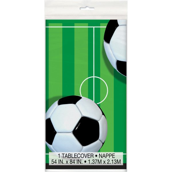 3D Football Soccer Rectangular Plastic Table Cover 54" x 84"