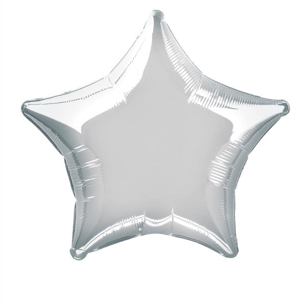 20" Silver Solid Star Foil Balloon