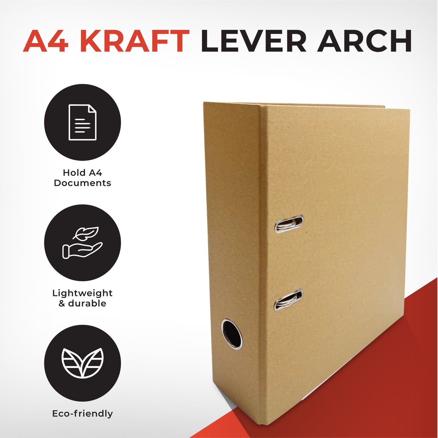 Pack of 10 A4 Kraft Paperboard Lever Arch Files