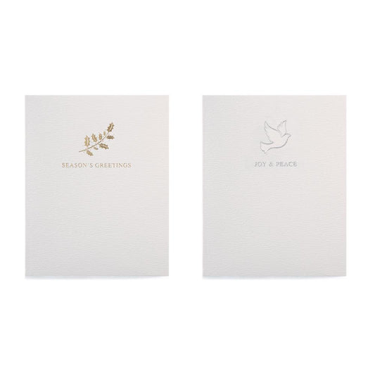 Pack of 10 Holly Or Dove Design Christmas Luxury Portrait Greeting Card