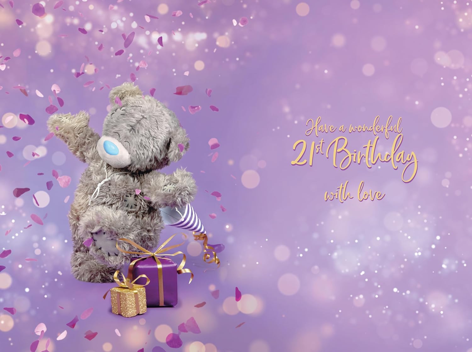 Bear With Party Hat Tatty Teddy 3D Lenticular Design 21st Birthday Car Shop Inc