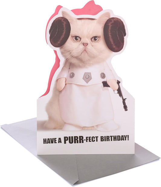 Funny Cat Leia Design Disney Star Wars Birthday Card