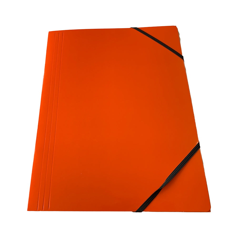 Janrax A4 Orange Laminated Card 3 Flap Folder with Elastic Closure