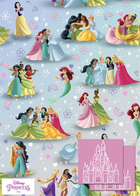 Pack of 3 Disney Princess 6 Sheets Of Gift Wrap And 6 Gift Tags