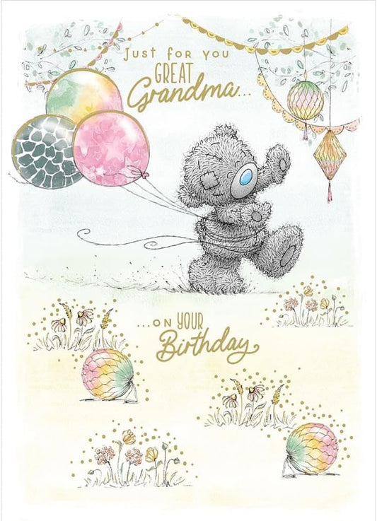 Bear with Balloons Great Grandma Birthday Card