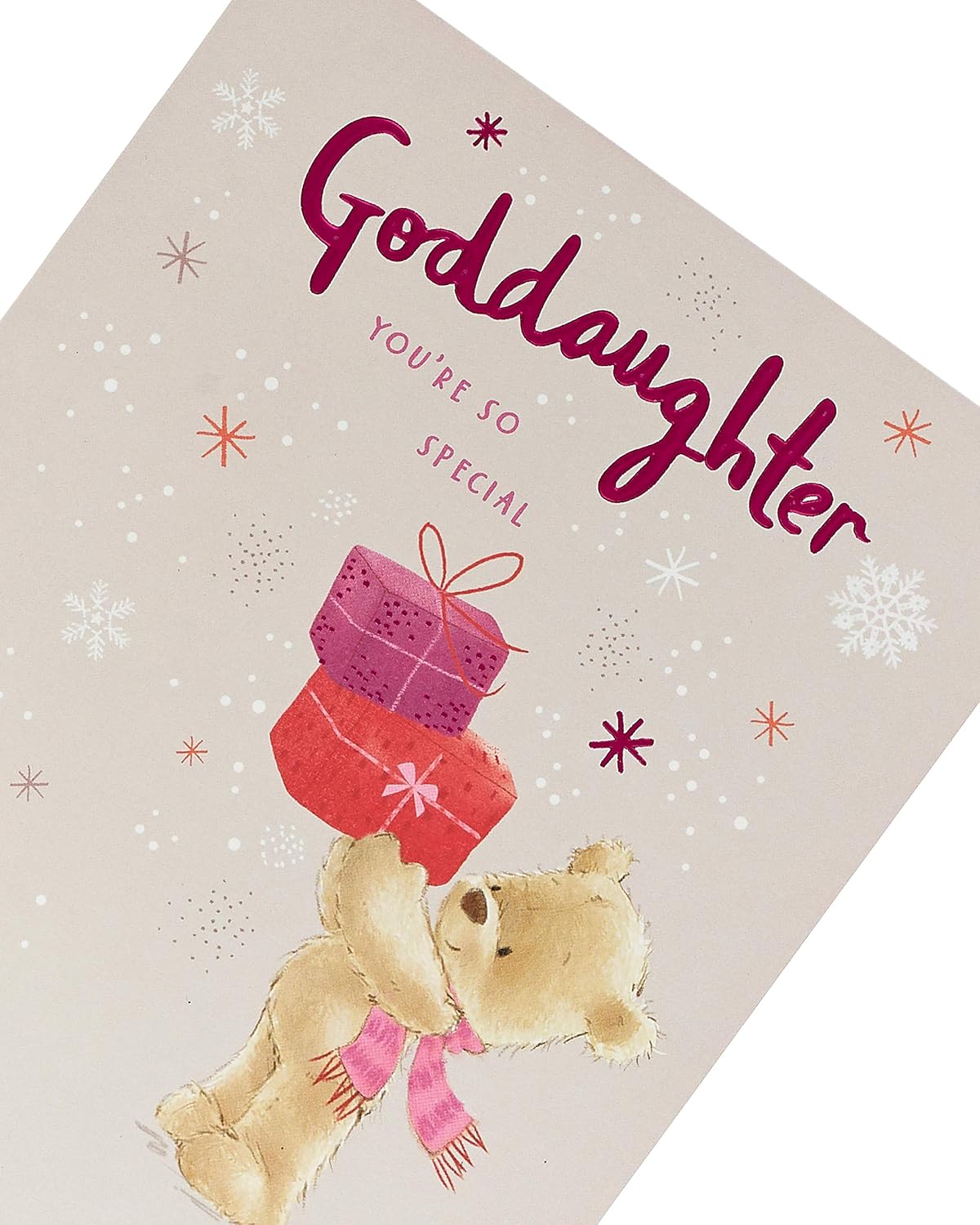 Cute Teddy Goddaughter Christmas Card