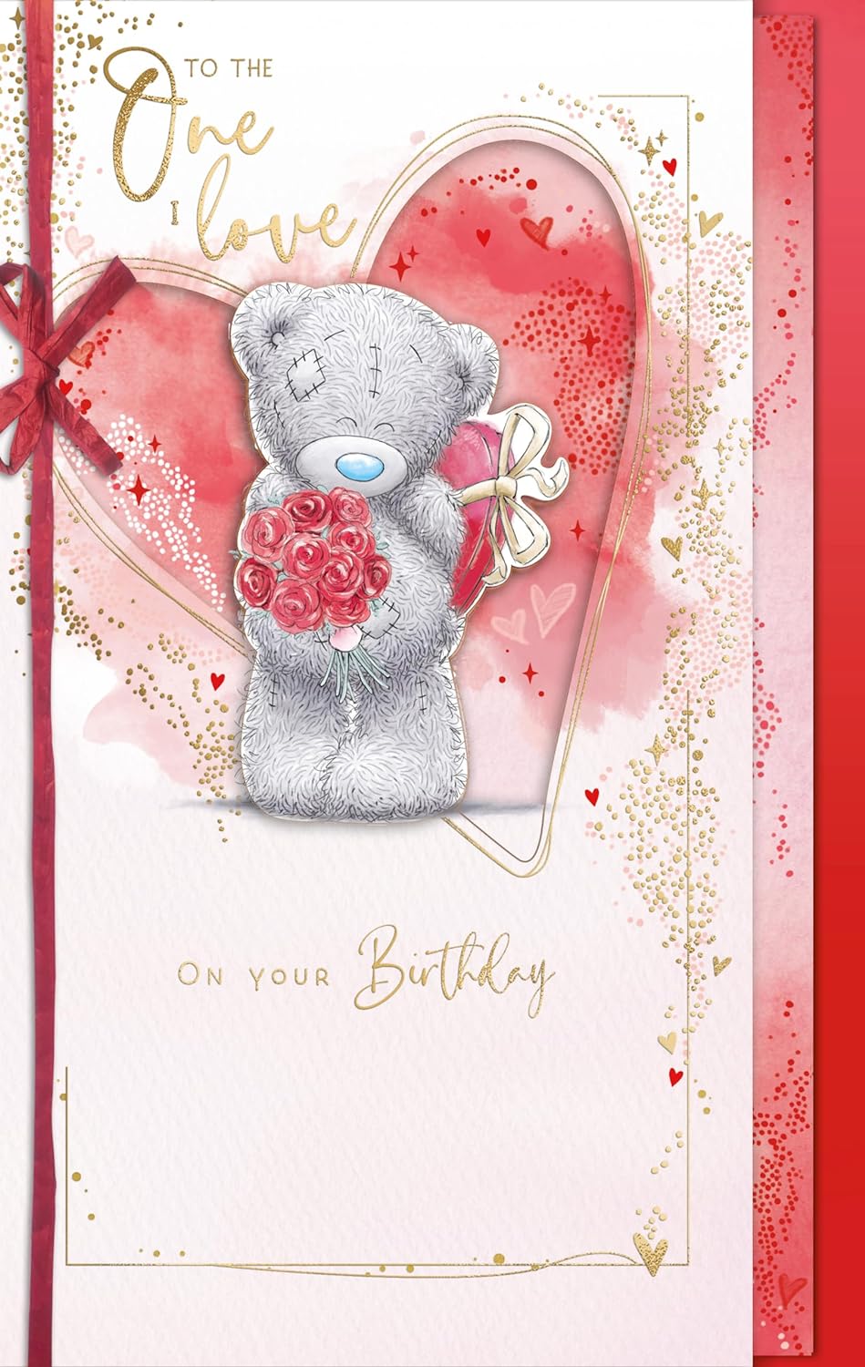 Bear With Posy Of Roses One I Love Handmade Birthday Card